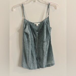 Banana Republic Teal White Y2K Babydoll Tank Cotton Silk Blend Size Medium